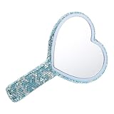 Homoyoyo Herzförmiger Handspiegel mit Griff Kompakter Kosmetikspiegel für Damen Tragbar und Leicht...