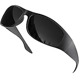 grinderPUNCH Schwarze Sonnenbrille mit super dunklen Gläsern | Reiter im Biker-Stil | Wickelrahmen...