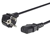 PremiumCord kpsp1 Netzkabel 230V 1m, Stromkabel mit Schutzkontakt gewinkelt auf Kaltgerätebuchse...