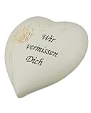 CULT at home Herz Grabschmuck „Wir vermissen Dich“ – Grabdekoration Allerheiligen Steinherzen...