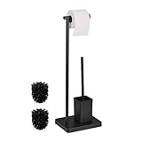 Relaxdays WC Garnitur, HBT: 66,5x23x18 cm, stehender Klopapierhalter, WC-Bürste mit Bürstenhalter,...