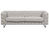 Beliani Modernes 3er Sofa Polsterbezug Chesterfield Stil beige Vissland