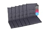GO-DE Textil Bequeme und attraktive Polsterauflagen für Mittellehner-Gartenstühle (6er-Set, Uni...