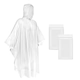 Okydoky Regenponcho mit Kapuze(Transparent,2 Stück) Kordelzug Kapuze und Dickeres Material,...