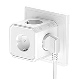 Steckdosenadapter Würfel, 5 Fach Steckdosenwürfel, Doppelstecker für Steckdose, Max...