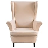 ZRCYXDW Ohrensessel Überzug, Stretch Sesselhusse 2 Teilig Spandex Sessel-Überwürfe Ohrensessel...