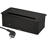 Versenkbare Einbausteckdose 2er, USB-A, USB-C, LAN Internet, Aluminium-Druckguss, Softklappe, Typ E...