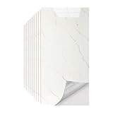 Fliesenaufkleber Marmor Weiß - 60 x 30 cm - Selbstklebende Fliesen 10 Stück - Klebefliesen für...
