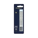 Waterman Ersatzmine für Tintenroller | feine Spitze | Schwarze Tinte | 2 Stück
