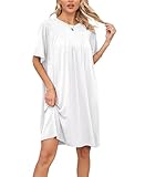 VOGMATE Nachthemd Damen Kurzarm Loses T-Shirt Oversize Schlafkleid Negligee Nachtkleid Große...