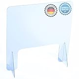 AtHaus® Spuckschutz Schutzscheibe aus Acrylglas Premium Quality, 70 x 60 (BxH) cm mit Durchreiche...