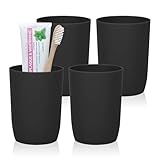 Zahnputzbecher Set 4er stapelbar 280ml - Für Badezimmer & Reisen - Schwarz AstraLoom