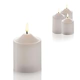 Schlaraffenland 3D LED Kerzenstumpen VELA Klein | 7,5x12 cm | Weiß | Echtwachs | LED Kerzen Mit...