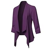 MJGkhiy Damen Blazer Elegant Lockeres Cardigan Slim Fit Business-Jacke Mode Revers Anzug Lässige...