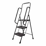 PROFI-PARTNER Sicherheitsleiter mit Handlauf – stabile 3-Stufen Haushaltsleiter mit...