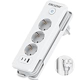Steckdosenleiste mit 2 USB C (PD 20W) und 1 USB A, 3 Fach Mehrfachsteckdose mit Schalter...