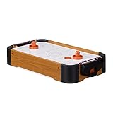 Relaxdays Airhockey Tischspiel, Tischairhockey mit Gebläse, Holz-Optik, inklusive Zubehör, B x T:...