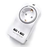 Doppelstecker für Steckdose mit USB,Mehrfachsteckdose mit 1 Schuko 16A und 2 USB Netzstecker,...