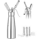 Newaner 500ml sahnespender, Sahnesyphon Aluminium mit 3 Edelstahl Deko-Düsen und 1...