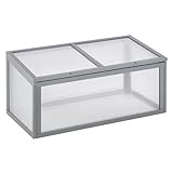 Outsunny Frühbeet Holz und Polycarbonat Treibhaus 90 x 46 x 40 cm Gewächshaus mit Abdeckung...