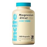 Incite Nutrition Magnesium Citrate Kapseln 650 mg. Hochdosiertes Ergänzungsmittel. 180...