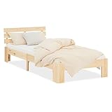Homestyle4u 2191, Massivholzbett 90x200 mit Lattenrost Holzbett Natur Kiefer Holz Bett Bettgestell...