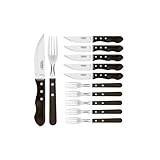 Tramontina Jumbo Steakbesteck,12 teiliges Set, rostfreier Edelstahl, Holzgriff FSC,...