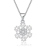 Loutade Silber Weihnachten Halskette, 925 Sterling Silber Schneeflocke Halskette, 45cm Silberkette...
