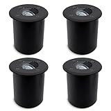 SSC-LUXon 4er Set JUAVI Bodeneinbauleuchte aussen IP67 - Bodenstrahler schwarz matt rund 230V...
