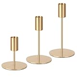 3 Set Kerzenhalter Gold,Kerzenständer Stabkerzen 9/14/19CM,Dekorativer Vintage-Kerzenhalter,Hoch...