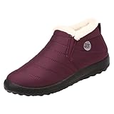 Winterstiefel Damen Wasserdicht Stiefel Damen Flach Plus Samt Damenstiefel Warm Gefüttert...