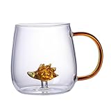 380 ml 3D-Tier-Kaffeetasse, Glas, klare Tier-Glas-Tasse, Cartoon-Glas-Teetasse mit Griff,...