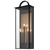 Licht-Erlebnisse Wandleuchte außen Glas Edelstahl 76 cm hoch IP23 in Schwarz Messing 3x E14...