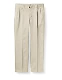 Chaps Boys' School Uniform Pleated Twill Pant, Cement, 8 Slim