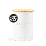 AROMATIXX Kaffeedose luftdicht 500g aus Edelstahl mit Holzdeckel, Kaffeebohnen Behälter,...