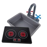 ERINGOGO Kinderküche Spielset mit Realistischem Spülbecken und Wasserhahn Induktionskochfeld mit...