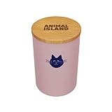 Animal Island Futterbox für Katzen aus Glas mit Holzdeckel Futtertonne Trockenfutterbehälter...