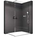BERNSTEIN Duschwand Glas Duschabtrennung Walk-In Dusche Nano ESG Echtglas Duschtrennwand EX101...
