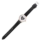 JOINPAYA Modische Damenuhr Digitaluhr Quarzuhr mit Glattem Schwarzem Lederarmband und Liebesmuster...