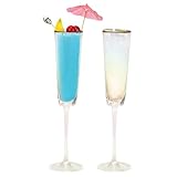Champagnerglas Sektgläser Set mit 2 Champagnergläsern | Glitzerndes Champagnerglas mit goldenem...