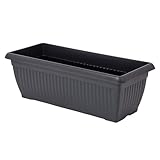 Kunststoff Pflanzkasten rechteckig anthrazit - 80 x 33 cm - XXL Blumenkasten im Romantic Design -...