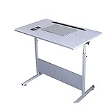 QYOURDA Laptoptisch Höhenverstellbar Rolling Laptop Table Kippbarer Hubtisch Laptop-Schreibtisch...