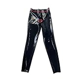 QIANGYTHENKO Handgefertigte Herrenhose aus natürlichem Latex, enge Gummihose, Vorderloch, rote...