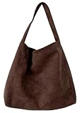 Damen Wildleder Schultertasche Handtasche Groß Umhängetasche, Casual Cord Henkeltasche...