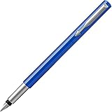 Parker Vector Füller | Blau mit Chromzierleisten | Füllfederhalter mit mittlerer Feder | Blaue...