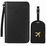 YUSHISTONE Reisepasshülle und Kofferanhänger Set, Kunstleder Passport Cover mit Koffer Anhänger,...