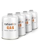 4X Gaskartusche á 450 g, Gaskartuschen Set von ration1, EN 417 Schraubkartusche, Ventilkartusche,...