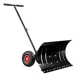 Wiltec Schneeschieber mit Rädern 74 x 43 cm, Schneeschaufel aus Stahl, korrosionsbeständige...