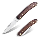 FLISSA Taschenmesser Klappmesser mit edlem Holzgriff, Outdoor Messer mit 7Cr17MoV Klinge, Ohne...
