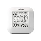 Mebus digitaler Funk-Wecker mit Thermometer, Datumsanzeige und Beleuchtung, Snooze-Funtion,...